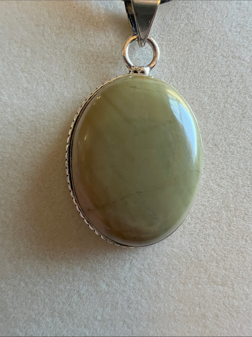 Serpentine Oval Stone Pendant Necklace